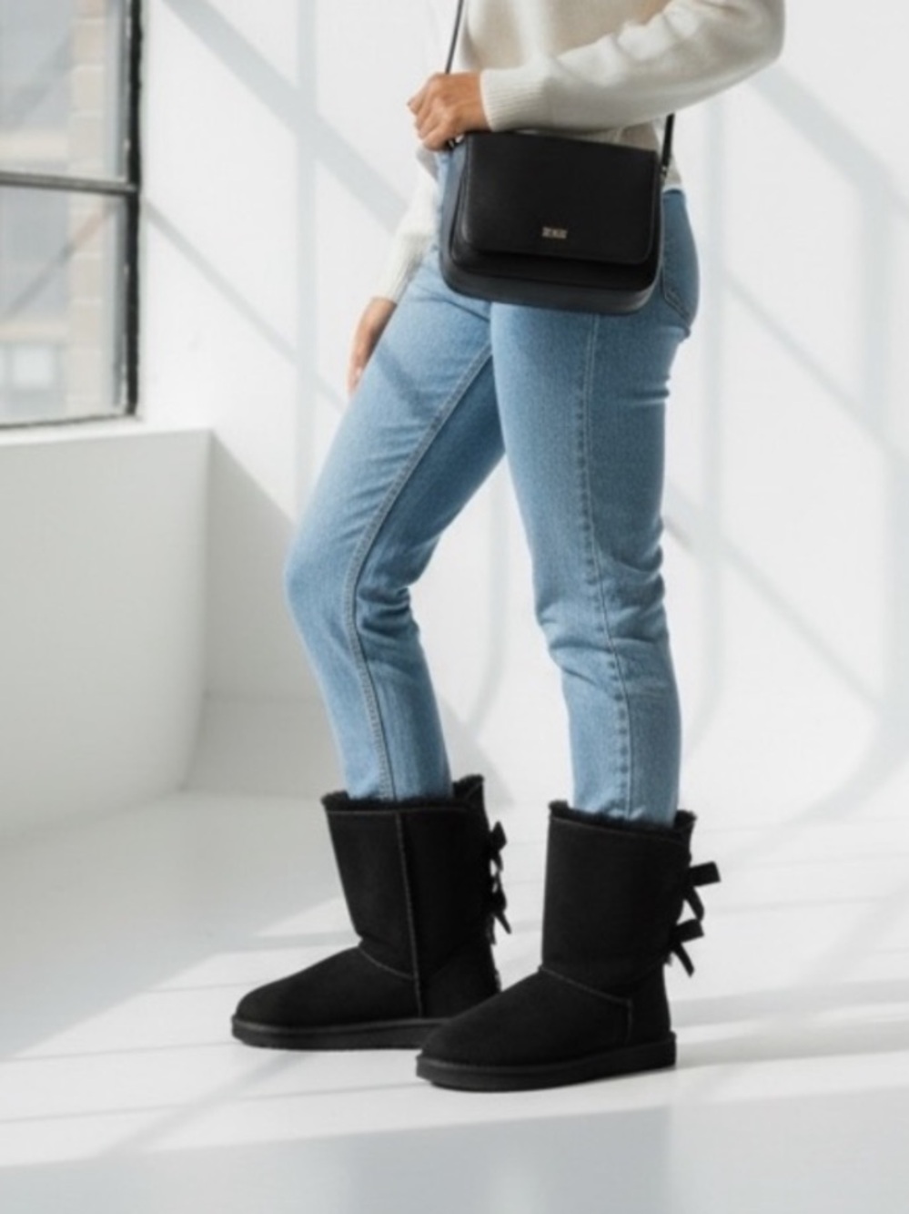 UGG Bailey Corduroy Black Bow Boots Size 9